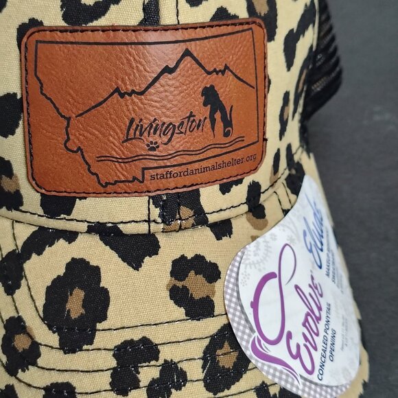 Livingston Montana Stafford Animal Shelter Hat Cap Snap Back Leopard Print Mesh - Picture 2 of 12